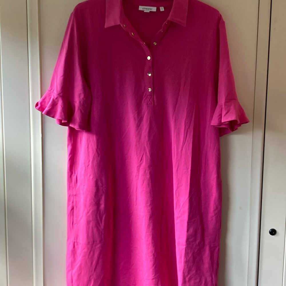 NWT Chico's Pink Polo Style Midi Dress